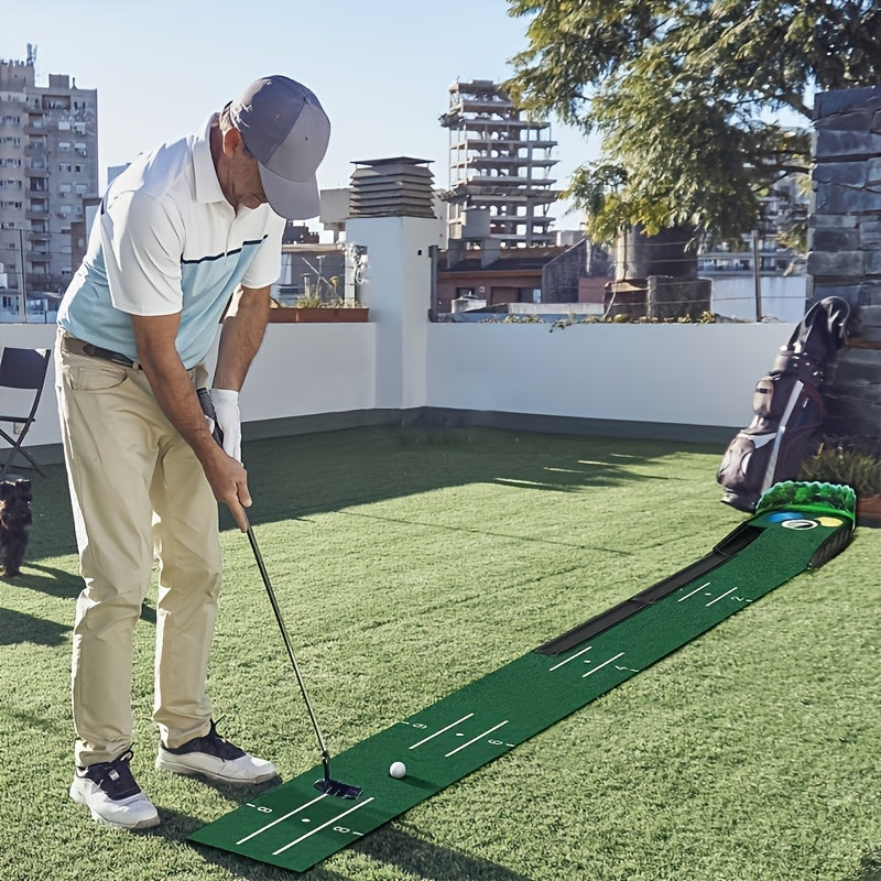 Golf Putting Mat Set with Ball Return System