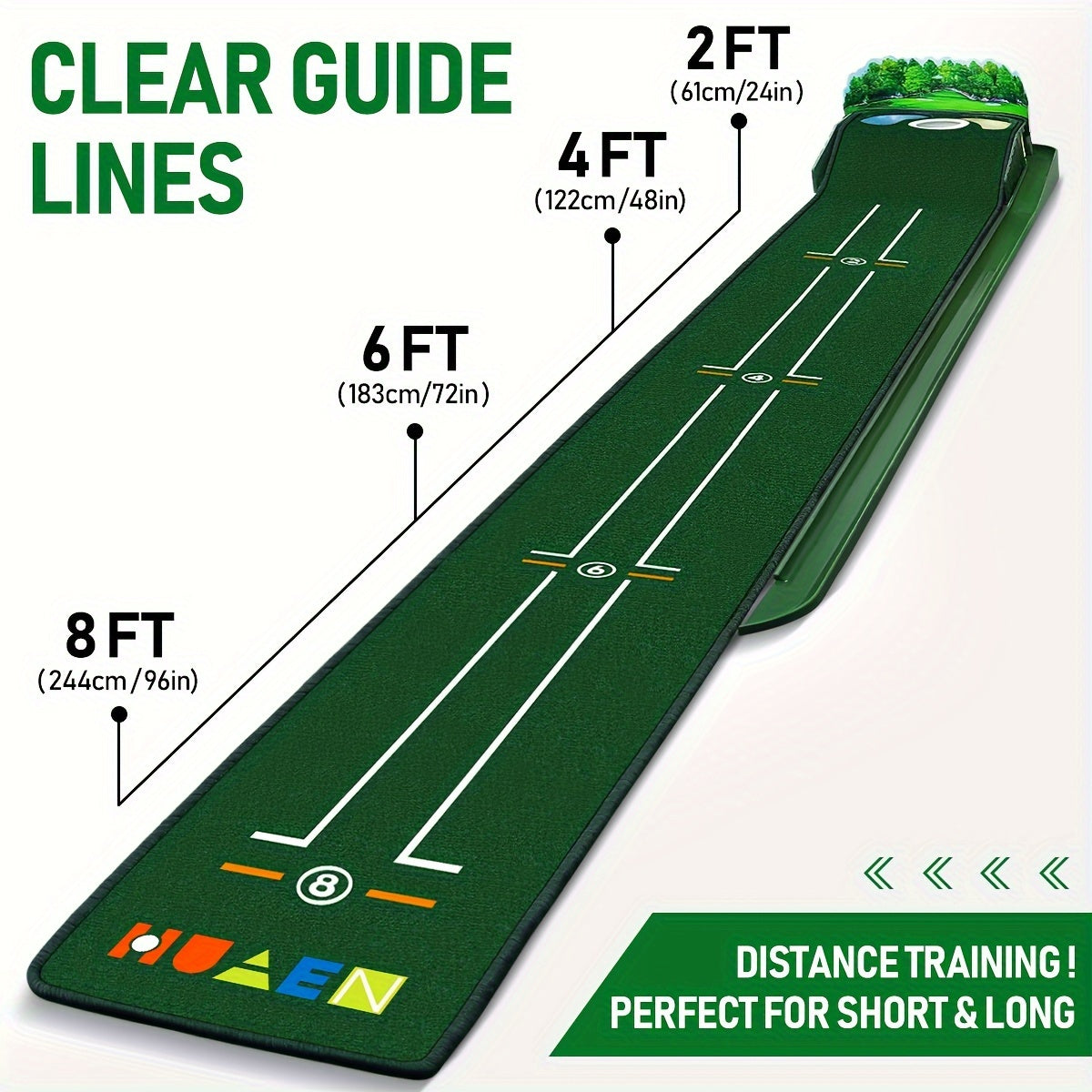 Golf Putting Mat with Ball Return with 3-Hole Design